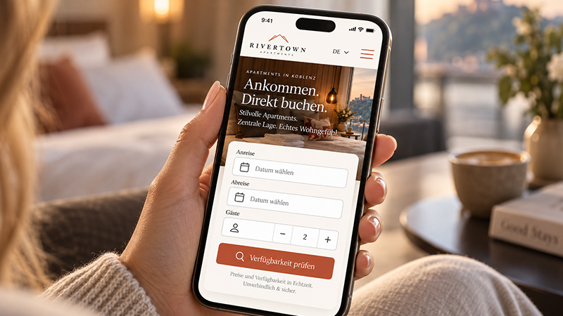 Hotel Website – Gast bucht ein Zimmer direkt über das Smartphone
